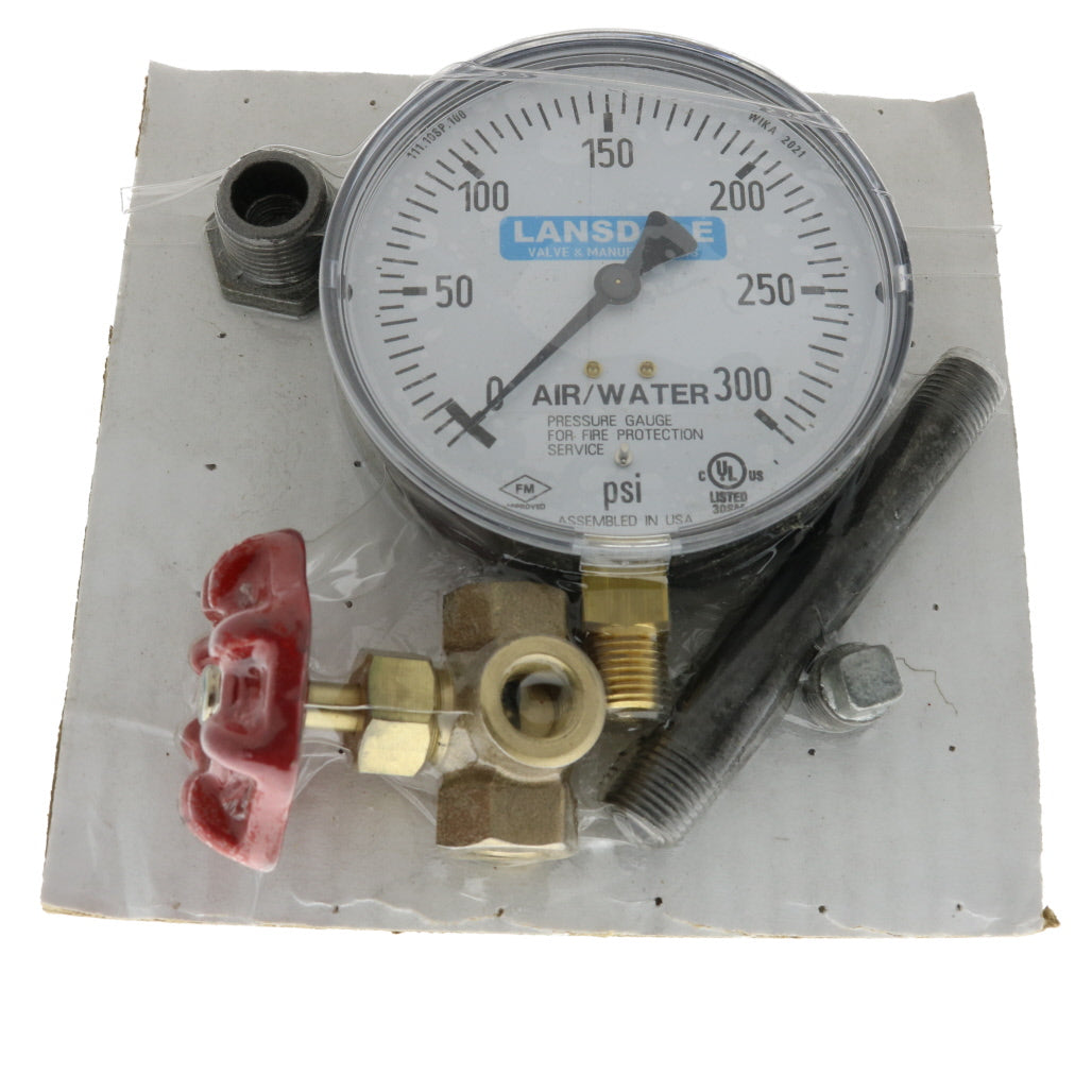 Fire Sprinkler Gauge Kit,  0-300 PSI, Air/Water, UL/FM Approved - Dated Current Year