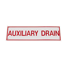 Auxiliary Drain Sign, Sticker, Decal, 6" x 2"