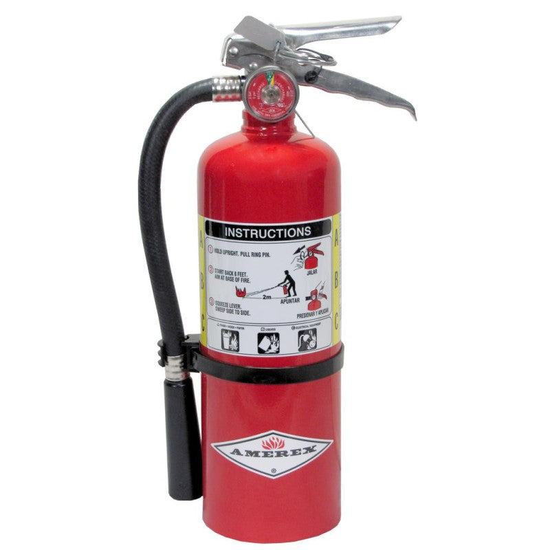 Amerex B424 Fire Extinguisher With Brass Valve, ABC, 5lb, 2A10BC, With Wall Bracket