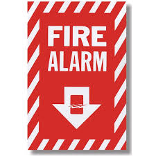 Fire Alarm Arrow Sign, BL119,  Vinyl, 8" x 12"