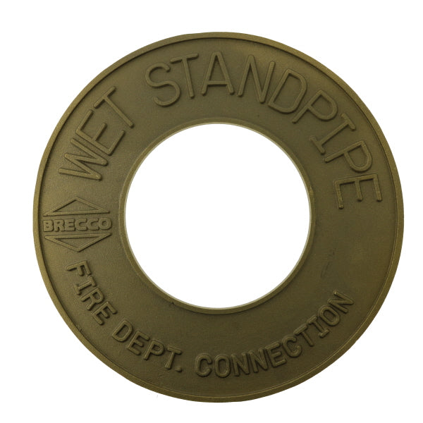Fire Dept. Connection Wet Standpipe Sign - Brass - 4" IPS - W362