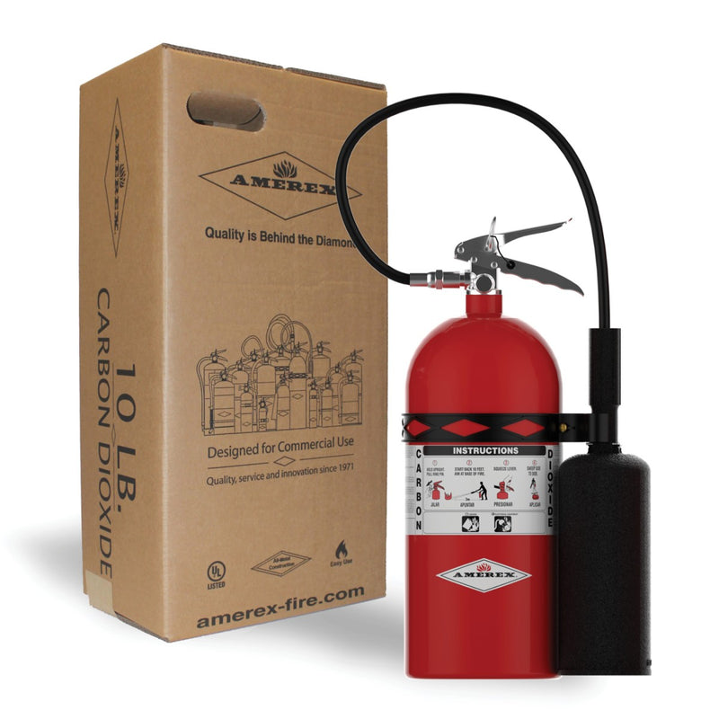 Amerex® 330 CO2 Carbon Dioxide Fire Extinguisher 10lb, 10BC, With Wall Bracket, 01714 - WeSupplyIt.com