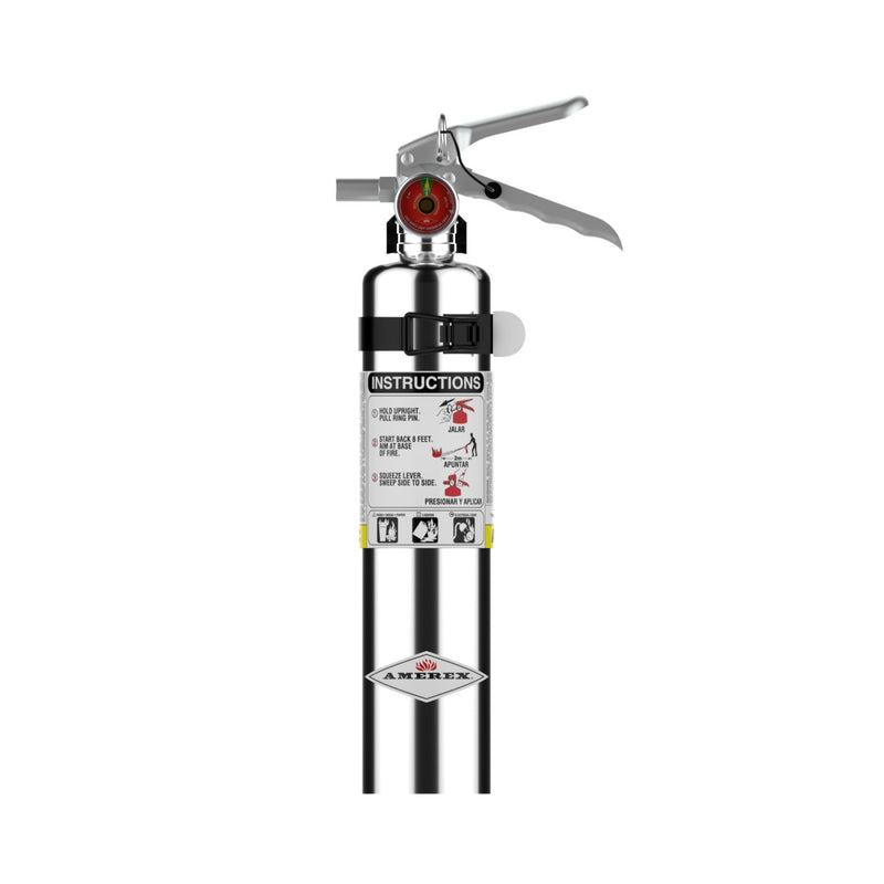 Amerex® B417TC ABC Dry Chemical Chrome Fire Extinguisher 2.5lb, 1A10BC, With Vehicle Bracket, 15254 - WeSupplyIt.com