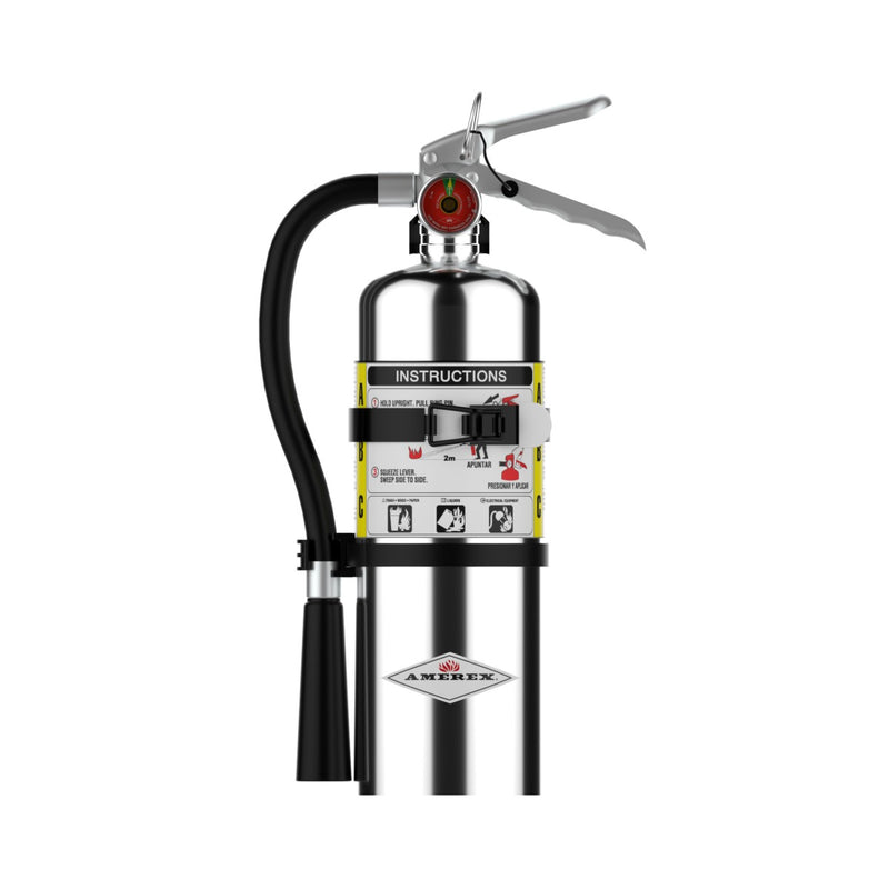 Amerex® B500TC ABC Dry Chemical Chrome Fire Extinguisher 5lb, 2A10BC, With (1) Strap Vehicle Bracket, 15849 - WeSupplyIt.com