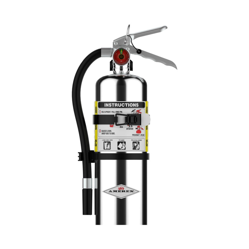 Amerex® B402TC ABC Dry Chemical Chrome Fire Extinguisher 5lb, 3A40BC, With Vehicle Bracket, 15914 - WeSupplyIt.com