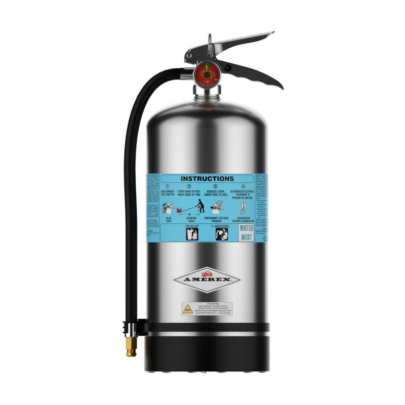 Amerex® C270 Water Mist Fire Extinguisher, Stainless Steel, 1.75 Gallon, 2AC, With Wall Bracket,  27699 - WeSupplyIt.com