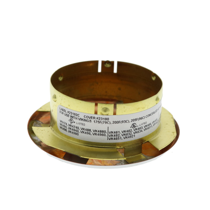 Viking Mirage Cover 23190 Label 23192C Thread On Concealed Fire Sprinkler Cover Plate Escutcheon, Standard 2 3/4" OD, Brushed Chrome, 165 Degree White Label, 23190FC/B - WeSupplyIt.com