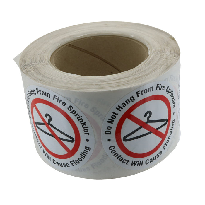 Do Not Hang From Fire Sprinkler Sign - 3" Vinyl - Roll of 100 Stickers