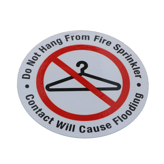 Do Not Hang From Fire Sprinkler Sign - 3" Vinyl - Roll of 100 Stickers