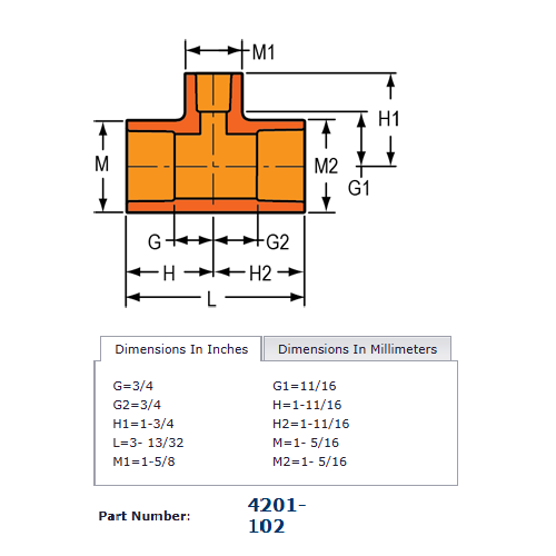 CPVC Fire Sprinkler Reducing Tee, 3/4" x 3/4" x 1", Socket x Socket x Socket, Spears Flameguard®, 4201-102 - WeSupplyIt.com