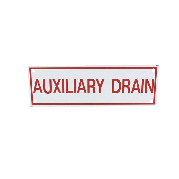 Fire Sprinkler Auxiliary Drain Sign, Aluminum, 6" x 2" - WeSupplyIt.com