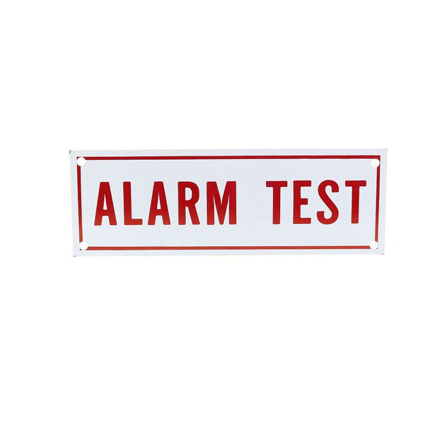 Fire Sprinkler Alarm Test Sign, Aluminum, 6" x 2"