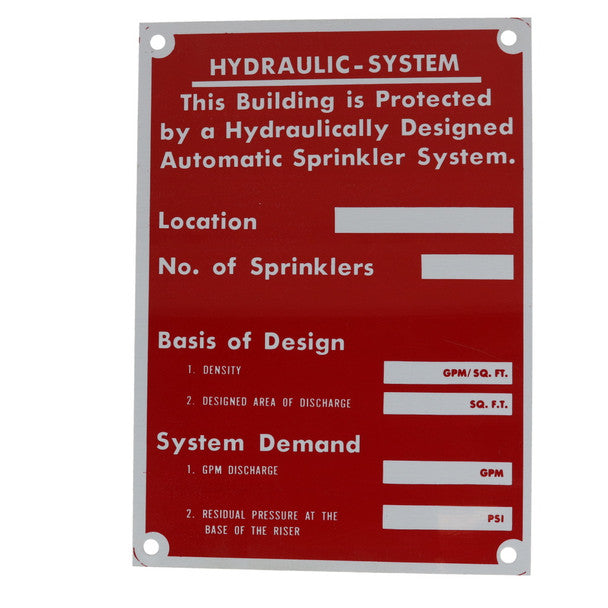 Hydraulic System Calc Sign, Commercial Short, Aluminum, 5" x 7"