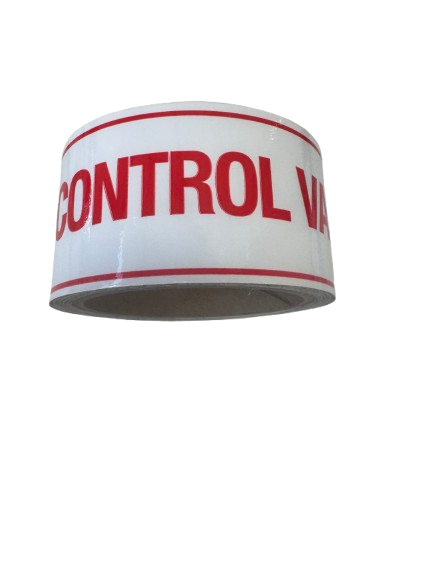 Fire Sprinkler Control Valve Sticker Sign Roll, Vinyl, 100 Stickers Per Roll, 6" x 2" - WeSupplyIt.com