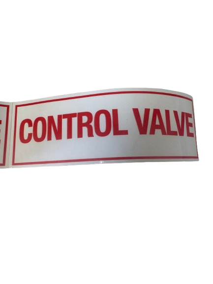 Fire Sprinkler Control Valve Sticker Sign Roll, Vinyl, 100 Stickers Per Roll, 6" x 2" - WeSupplyIt.com