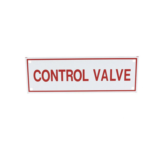 Fire Sprinkler Control Valve Sign, Aluminum, 6" x 2"