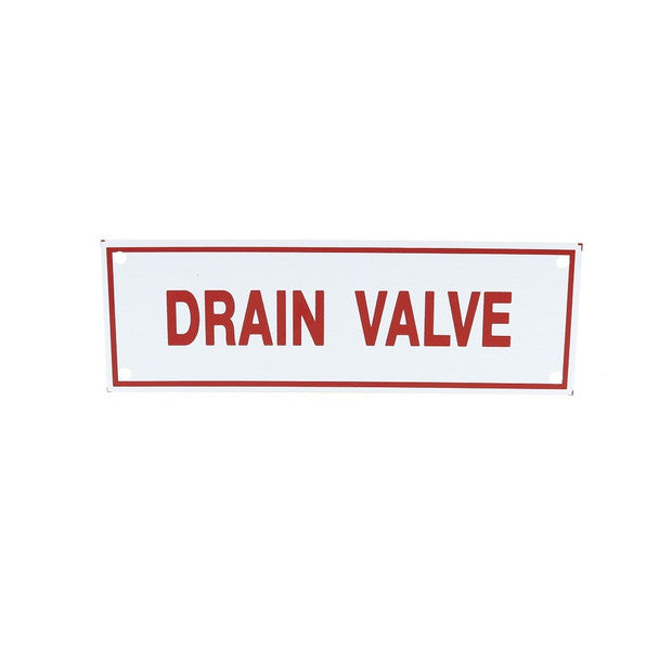 Fire Sprinkler Drain Valve Sign, Aluminum, 6" x 2"