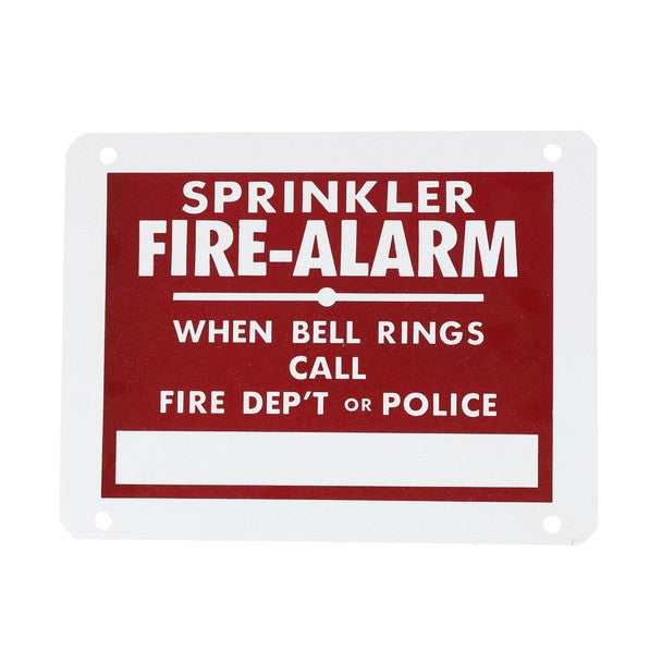 Fire Sprinkler Fire Alarm Bell Sign, Aluminum, 9" x 7"