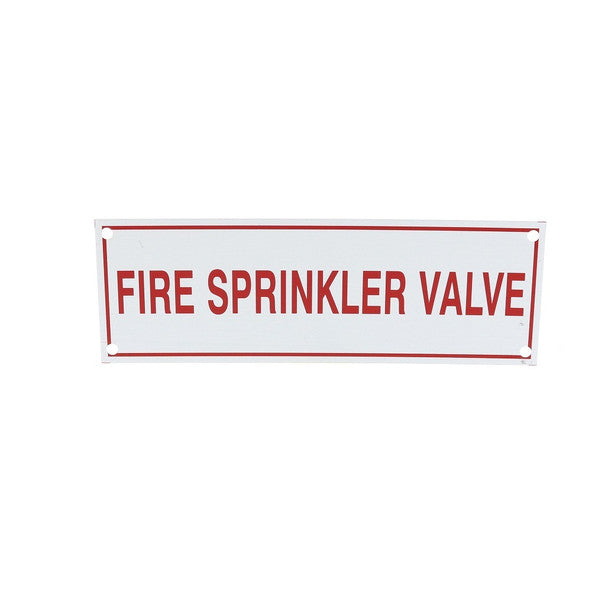 Fire Sprinkler Valve Sign, Aluminum, 6" x 2"