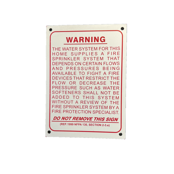 Fire Sprinkler Warning For Homes Sign, Aluminum, 5" x 7" - 100-475-01910 - WeSupplyIt.com
