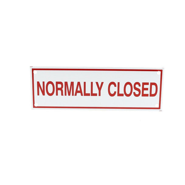 Fire Sprinkler Normally Closed Sign, Aluminum, 6" x 2" - WeSupplyIt.com
