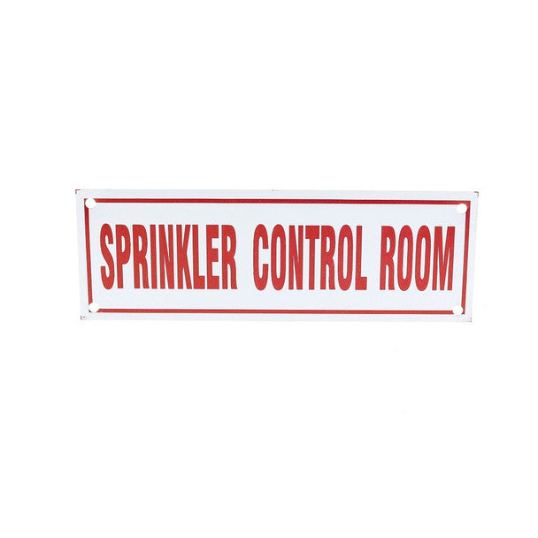 Fire Sprinkler Control Room Sign, Aluminum, 6" x 2"