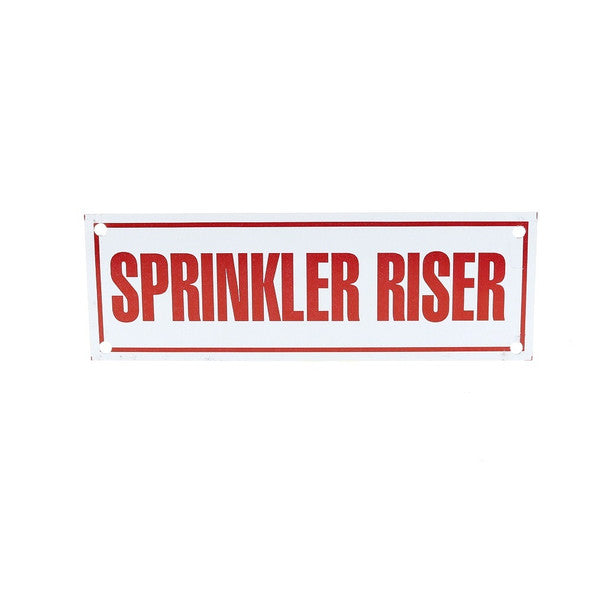 Fire Sprinkler Riser Sign, Aluminum, 6" x 2" - WeSupplyIt.com