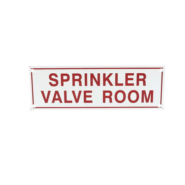 Fire Sprinkler Valve Room Sign, Aluminum, 6" x 2"