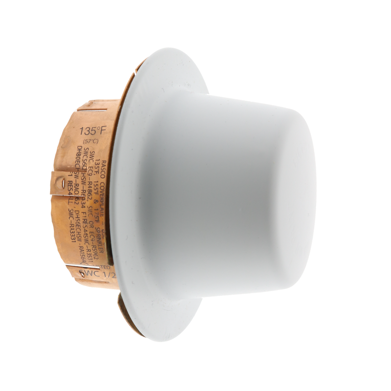 RASCO/Reliable Model SWC NS Concealed Fire Sprinkler Escutcheon Cover Plate, White, 135 Degree, CHWNS 6887131318 - WeSupplyIt.com