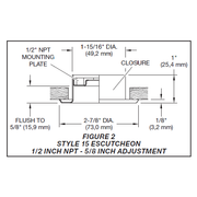 Tyco Style 15 Recessed Fire Sprinkler Escutcheon,  1/2" NPT, Stainless Steel White, 56-715-0-010 - WeSupplyIt.com