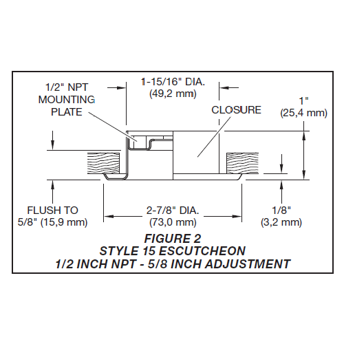 Tyco Style 15 Recessed Fire Sprinkler Escutcheon,  1/2" NPT, Stainless Steel White, 56-715-0-010