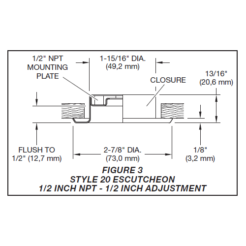 Tyco Style 20 Recessed Fire Sprinkler Escutcheon 1/2" NPT, Chrome, 56-705-9-010