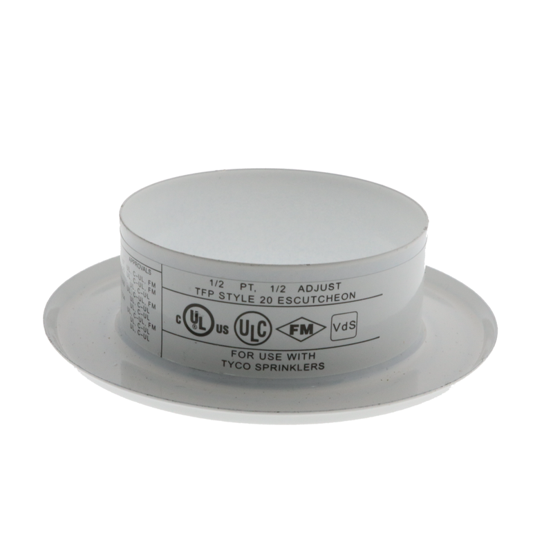 Tyco Style 20 Recessed Fire Sprinkler Escutcheon 1/2" NPT, White, 56-705-4-010 - WeSupplyIt.com