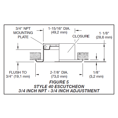 Tyco Style 40 Recessed Fire Sprinkler Escutcheon 3/4" NPT, Stainless Steel, 56-700-1-010