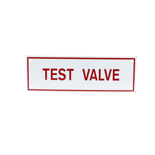 Fire Sprinkler Test Valve Sign, Aluminum, 6" x 2"