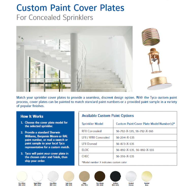 Tyco Model RFII Concealed Fire Sprinkler Cover Plate Escutcheon, Brown, 165 Degree, 56-792-7-165 - WeSupplyIt.com