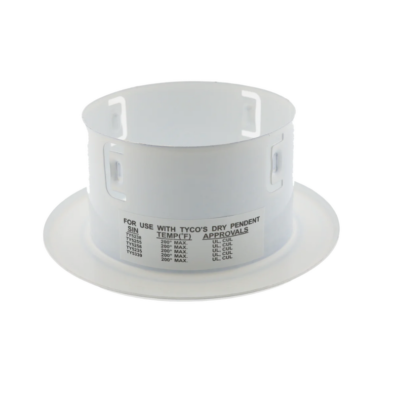 Tyco Model Flush And Recessed Fire Sprinkler Escutcheon For Dry Pendent, White, 854902 - WeSupplyIt.com