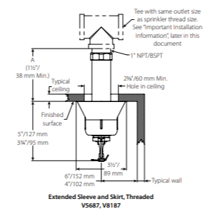 Victaulic Model V36 V56 V81 Extended Dry Fire Sprinkler Escutcheon, Brass, SED0000010 - WeSupplyIt.com