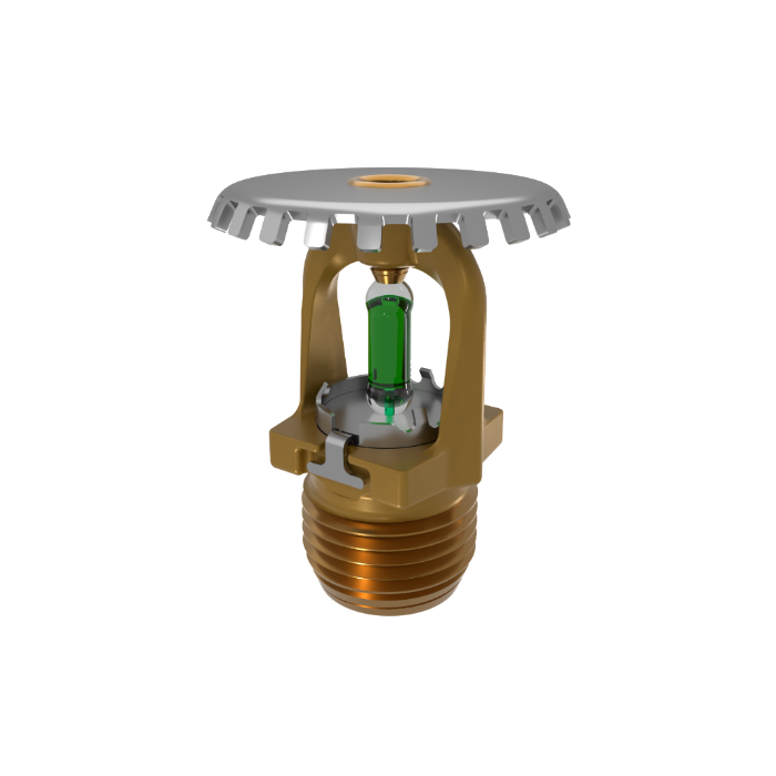 Viking® VK1001, XT1 High Pressure 250 PSI, 5.6K, Standard, Upright, SR, 1/2" NPT, Brass, 200 Degree 23867AE Fire Sprinkler Head - WeSupplyIt.com