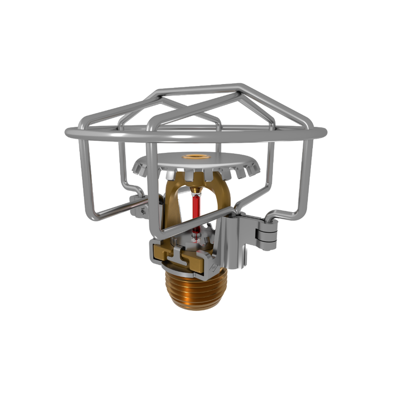 Viking® VK3001, XT1, Intermediate Level/In-Rack, Preassembled w/ Guard, 5.6K, Upright, QR, 1/2" NPT, Brass, 155 Degree 23869ABG Fire Sprinkler Head - WeSupplyIt.com