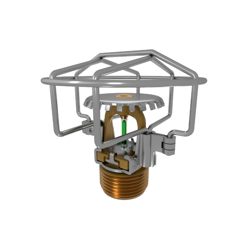 Viking® VK3501, XT1, Intermediate Level/In-Rack, Preassembled w/ Guard, 8.0K, Upright, QR, 3/4" NPT, Brass, 200 Degree 23877AEG Fire Sprinkler Head - WeSupplyIt.com