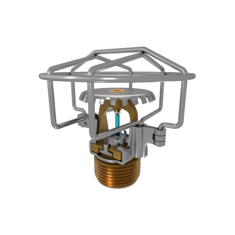 Viking® VK3501, XT1, Intermediate Level/In-Rack, Preassembled w/ Guard, 8.0K, Upright, QR, 3/4" NPT, Brass, 286 Degree 23877AGG Fire Sprinkler Head - WeSupplyIt.com