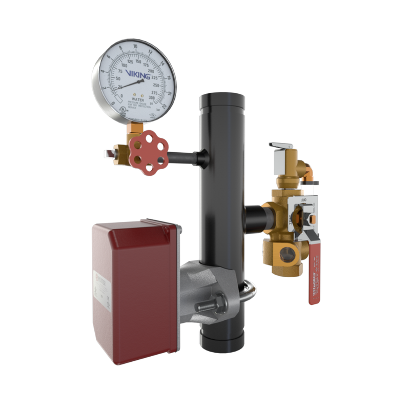 Viking® 14851E200 EasyPac Commercial Riser Assembly With Test And Drain And PRV, 5/8" ELO Orifice, 200 PRV, Groove x Groove, 2" - WeSupplyIt.com