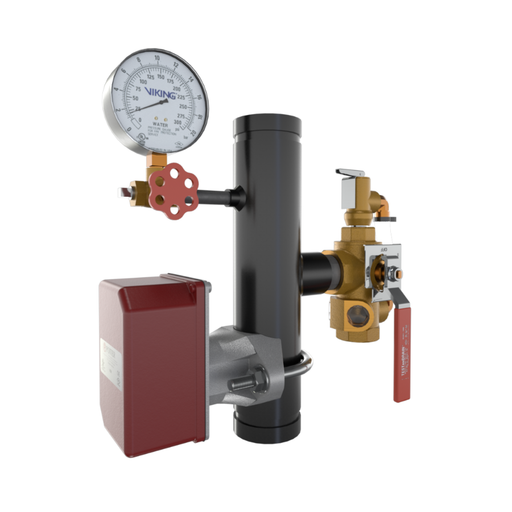 Viking® 14854A200 EasyPac Commercial Riser Assembly With Test And Drain And PRV, 3/8" Orifice, 200 PRV, Groove x Groove, 2 1/2" - WeSupplyIt.com