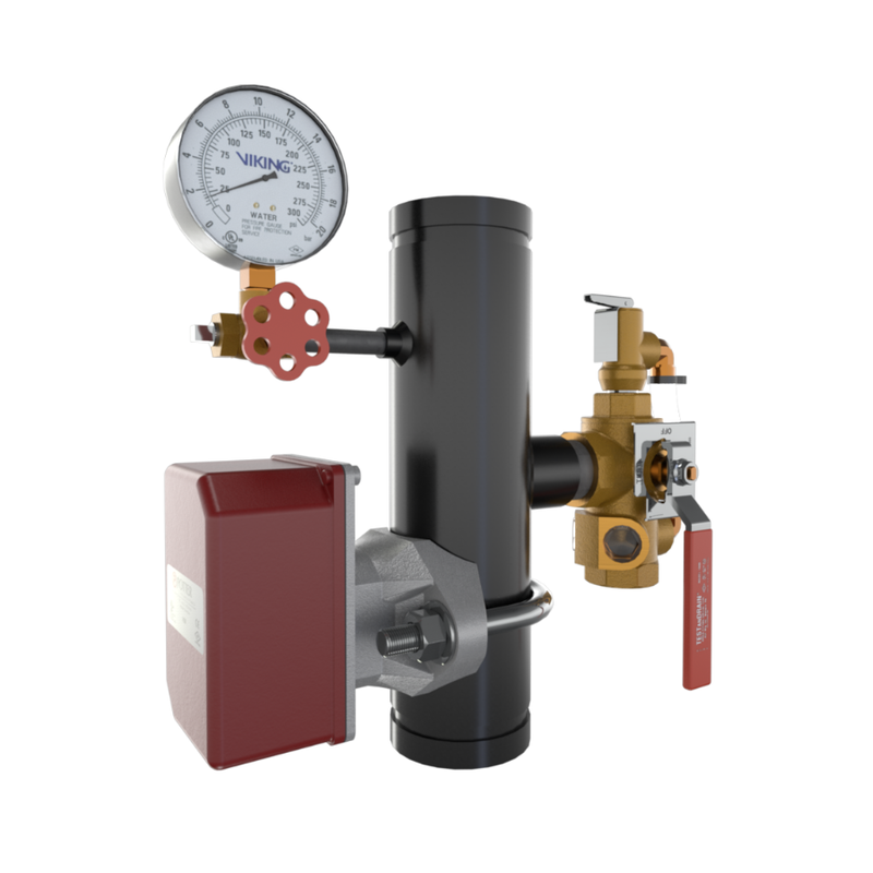 Viking® 14857A175 EasyPac Commercial Riser Assembly With Test And Drain And PRV, 3/8" Orifice, 175 PRV, Groove x Groove, 3" - WeSupplyIt.com