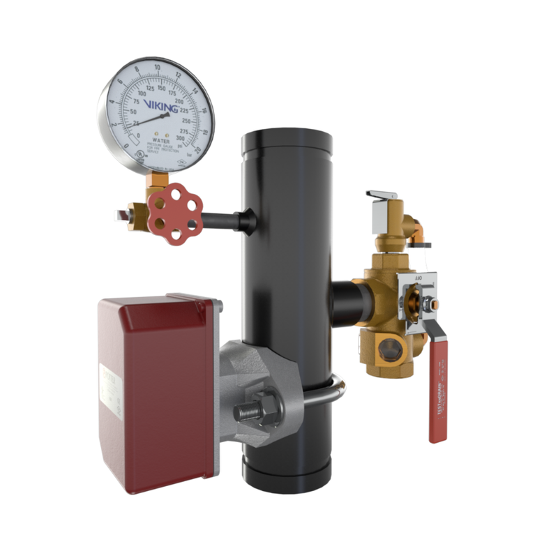 Viking® 14857D200 EasyPac Commercial Riser Assembly With Test And Drain And PRV, 17/32" Orifice, 200 PRV, Groove x Groove, 3" - WeSupplyIt.com