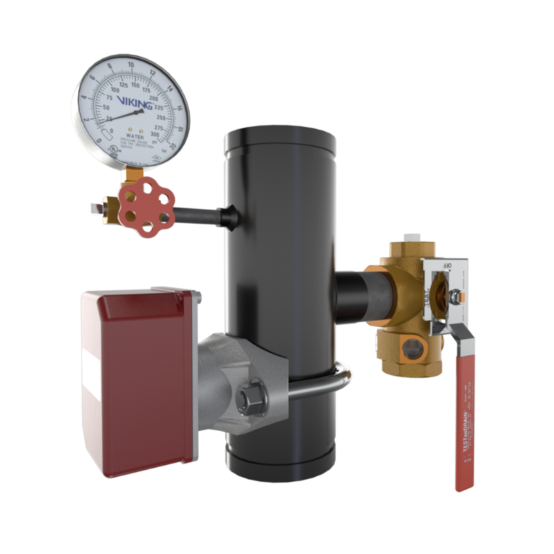 Viking® 14859A EasyPac Commercial Riser Assembly With Test And Drain, 3/8" Orifice, Groove x Groove, 4" - WeSupplyIt.com