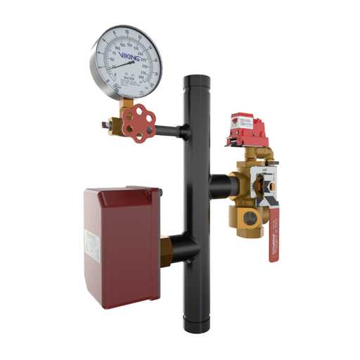 Viking® 14874A300 EasyPac Commercial Riser Assembly With Test And Drain And PRV, 3/8" Orifice, 300 PRV, Groove x Groove, 1 1/4" - WeSupplyIt.com