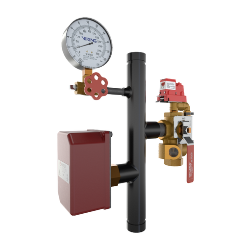 Viking® 14874D200 EasyPac Commercial Riser Assembly With Test And Drain And PRV, 17/32" Orifice, 200 PRV, Groove x Groove, 1 1/4" - WeSupplyIt.com