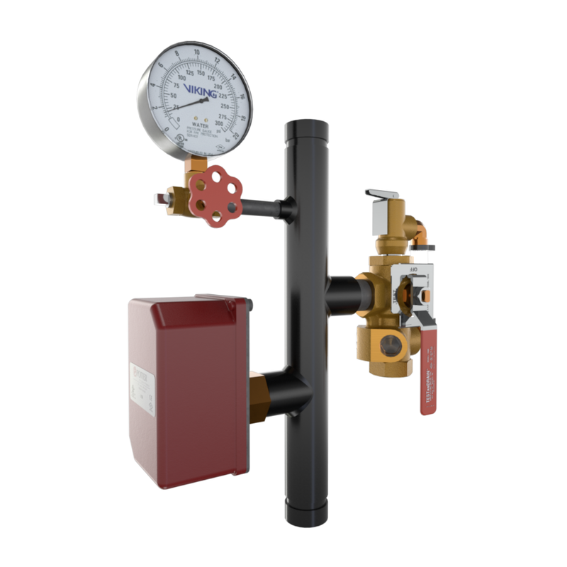 Viking® 15232A300 EasyPac Residential Riser Assembly With Test And Drain And PRV, 3/8" Orifice, 300 PRV, Groove x Groove, 1 1/4" - WeSupplyIt.com